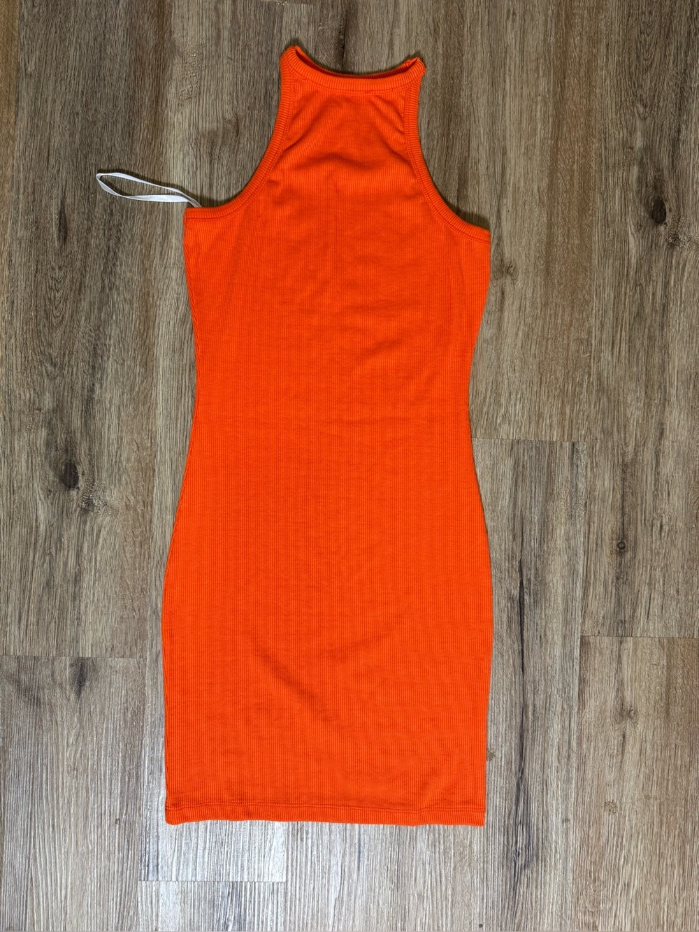Sleeveless Ribbed Mini Dress in Bright Orange